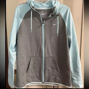 Nike- Women's Large - Gray & Aqua - Full Zip Up - Therma Fit Hooded Jacket